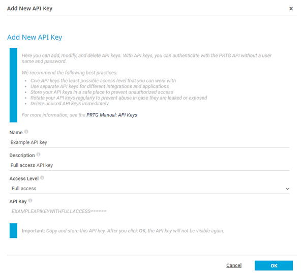 Add new API key Add new API key