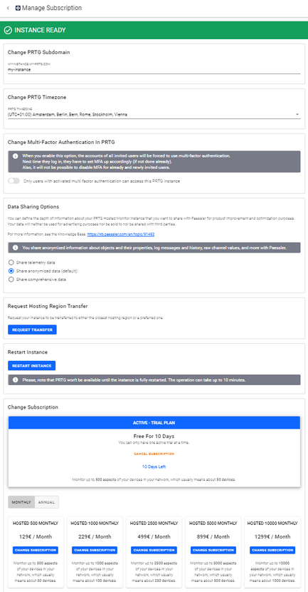 Manage Subscription Manage Subscription