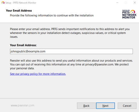 Setup Dialog: Your Email Address Setup Dialog: Your Email Address