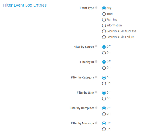 Filter Event Log Entries Filter Event Log Entries