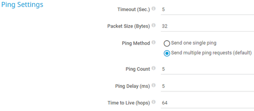 Ping Settings Ping Settings